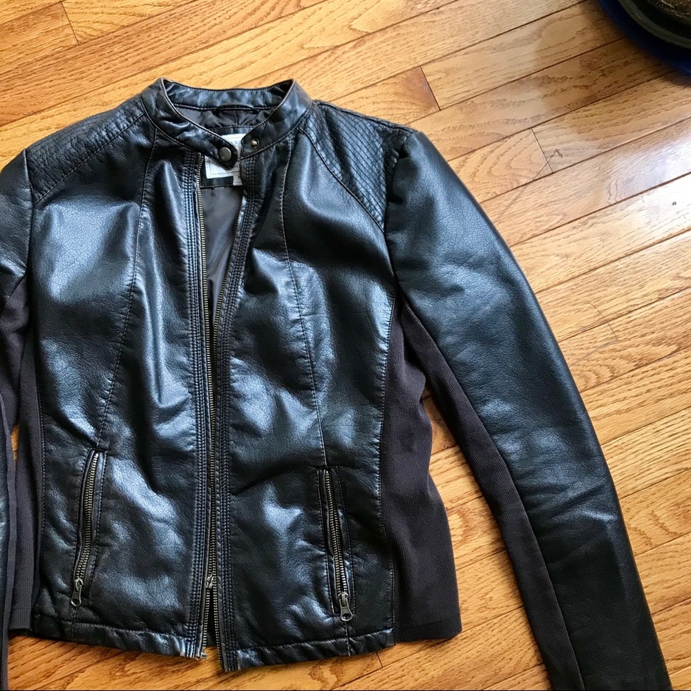 Bass Faux Leather Bomber Jacket